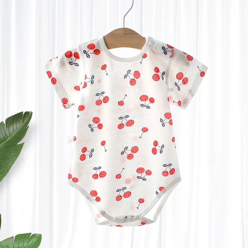 Baby Thin Cotton Mesh Short Sleeve Baby Clothing Bodysuits Newborn Boys and Girls One Piece Clothing Bebes Recien Nacidos 0 a 3