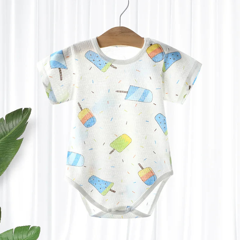 Baby Thin Cotton Mesh Short Sleeve Baby Clothing Bodysuits Newborn Boys and Girls One Piece Clothing Bebes Recien Nacidos 0 a 3
