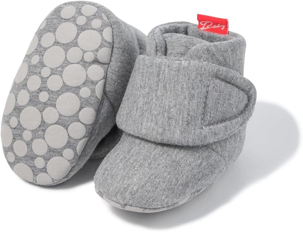 Newborn Infant Baby Girl Boy Cotton Booties Stay on Sock Slippers Soft Bedroom Shoes Non-Skid Ankle Boots with Grippers Toddler Crib Warm Shoe First Walker Birthday Shower Gift