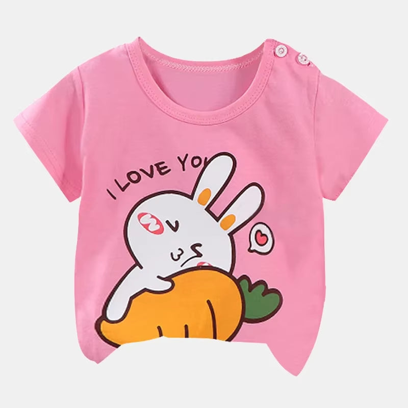 Children'S Clothing T-Shirt Kids Clothes Boys Girls Summer Cartoon Tops Short Sleeve Clothes 100% Cotton Baby Clothing