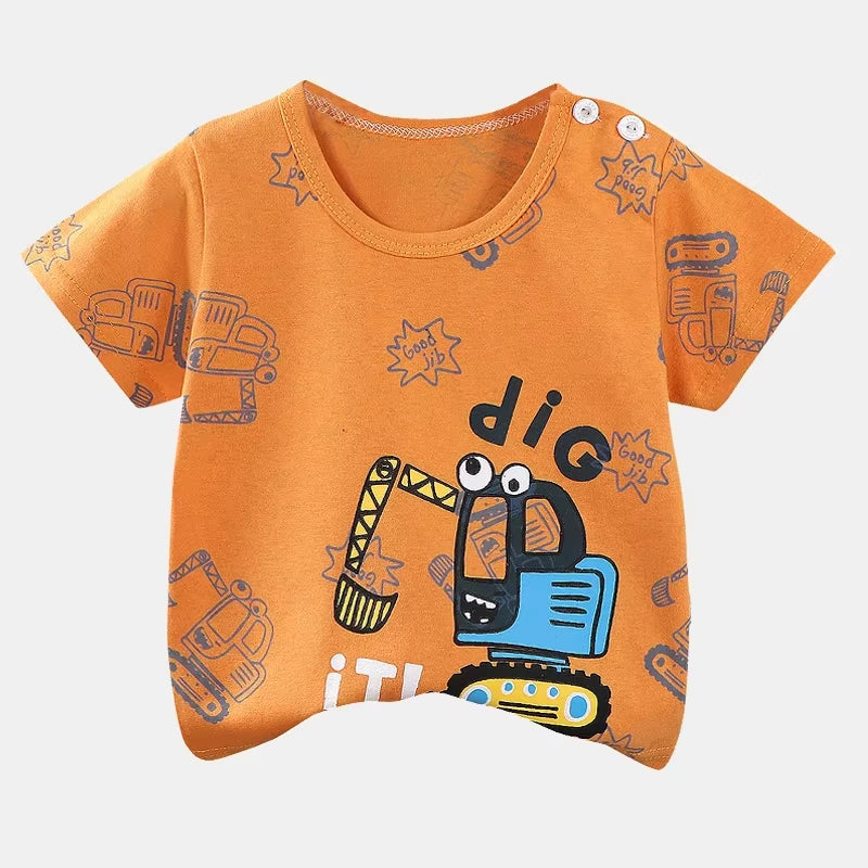 Children'S Clothing T-Shirt Kids Clothes Boys Girls Summer Cartoon Tops Short Sleeve Clothes 100% Cotton Baby Clothing