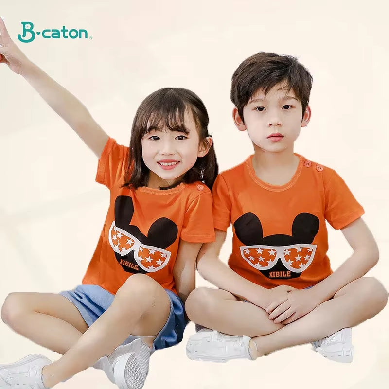 Children'S Clothing T-Shirt Kids Clothes Boys Girls Summer Cartoon Tops Short Sleeve Clothes 100% Cotton Baby Clothing