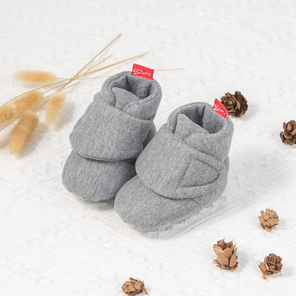 Newborn Infant Baby Girl Boy Cotton Booties Stay on Sock Slippers Soft Bedroom Shoes Non-Skid Ankle Boots with Grippers Toddler Crib Warm Shoe First Walker Birthday Shower Gift