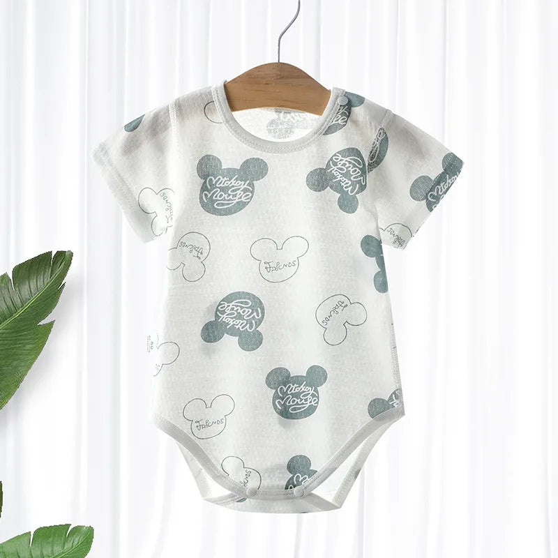 Baby Thin Cotton Mesh Short Sleeve Baby Clothing Bodysuits Newborn Boys and Girls One Piece Clothing Bebes Recien Nacidos 0 a 3